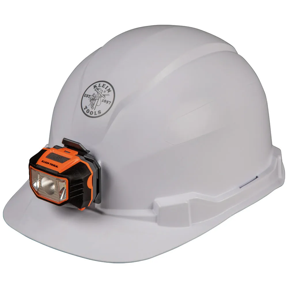 Klein 60107 Hard Hat, Non-vented, Cap Style with Headlamp