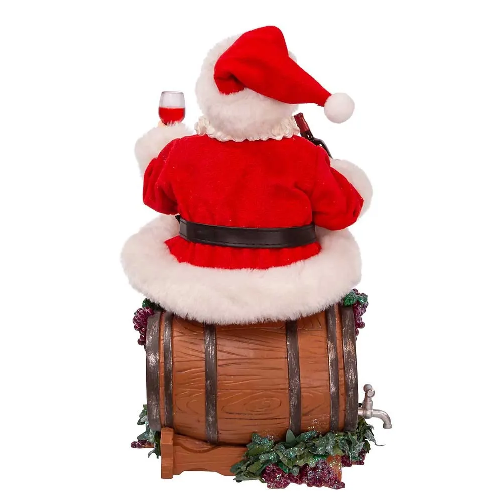 Kurt Adler 10.5-Inch Fabriché Santa Sitting on Wine Barrel