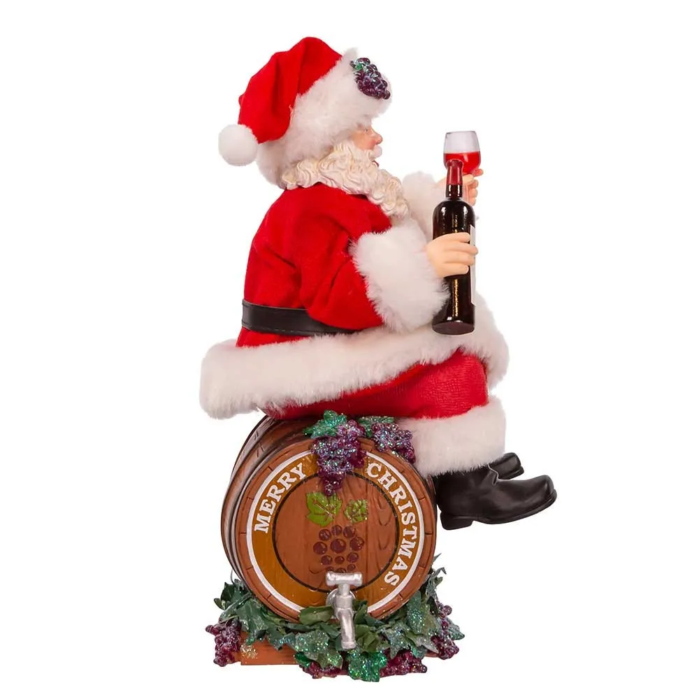 Kurt Adler 10.5-Inch Fabriché Santa Sitting on Wine Barrel