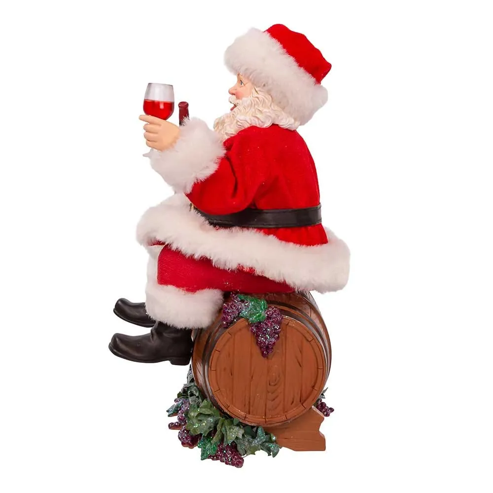 Kurt Adler 10.5-Inch Fabriché Santa Sitting on Wine Barrel