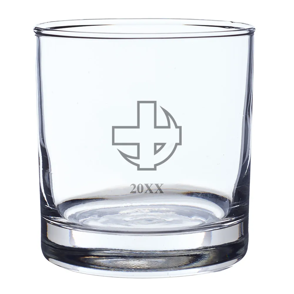 Lambda Chi Engraved Year Rocks Glass