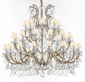 Large Foyer / Entryway Maria Theresa Empress Crystal (Tm) Chandelier Chandeliers Lighting H46" W52" With White Shades - Gb104-Sc/Whiteshade/B36/756/36 1