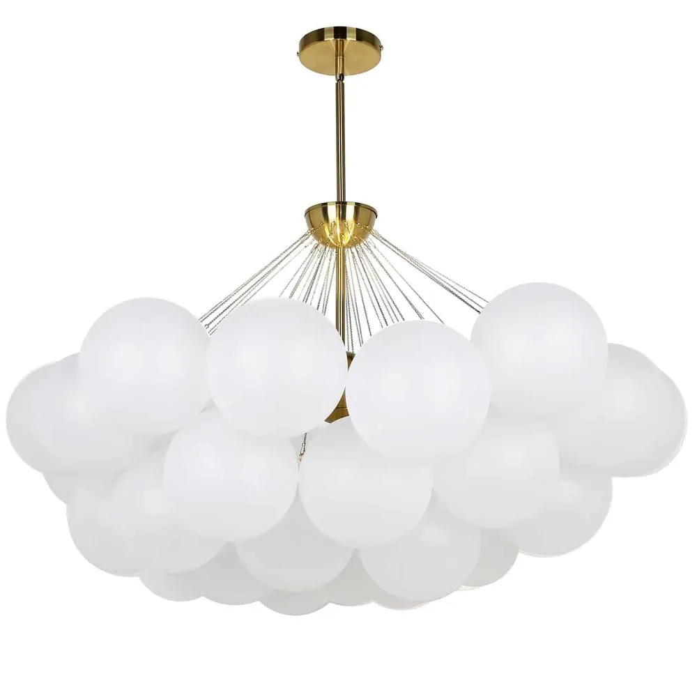 Large Modern Metal & Glass Mid-Century Contemporary Bubble Chandelier