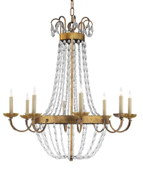 Large Paris Flea Market Chandelier, Gilded Gold