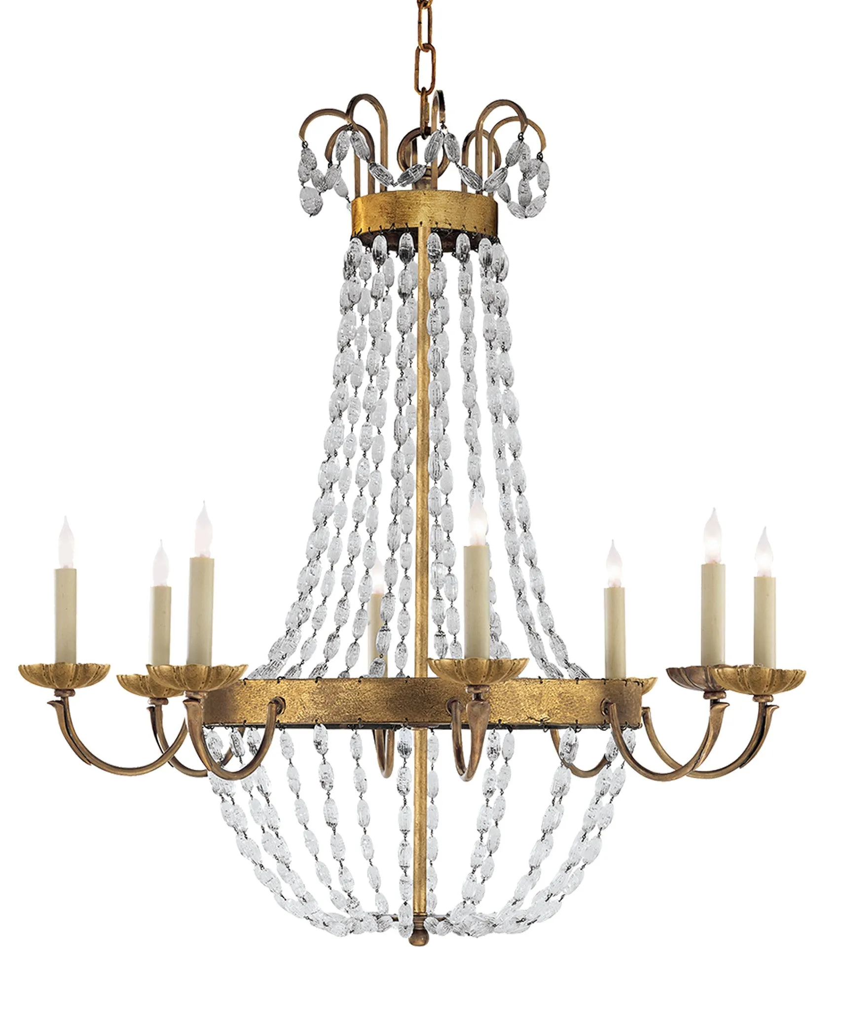 Large Paris Flea Market Chandelier, Gilded Gold