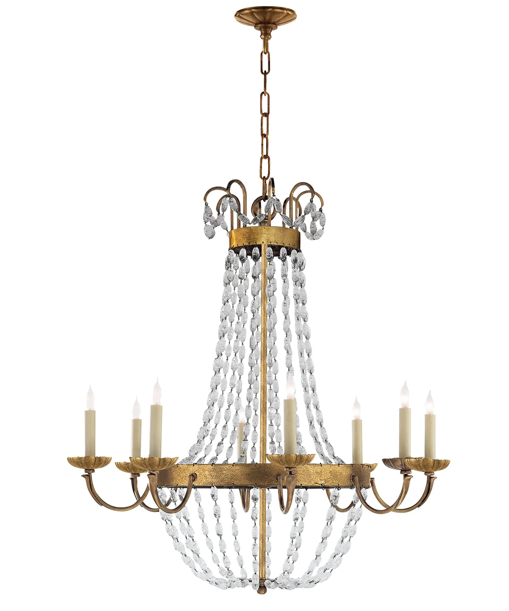 Large Paris Flea Market Chandelier, Gilded Gold