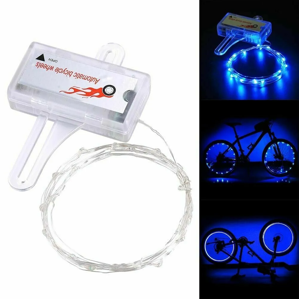 LED Bicycle Bike Cycling Rim String Lights Open & Close Wheel Spoke Waterproof