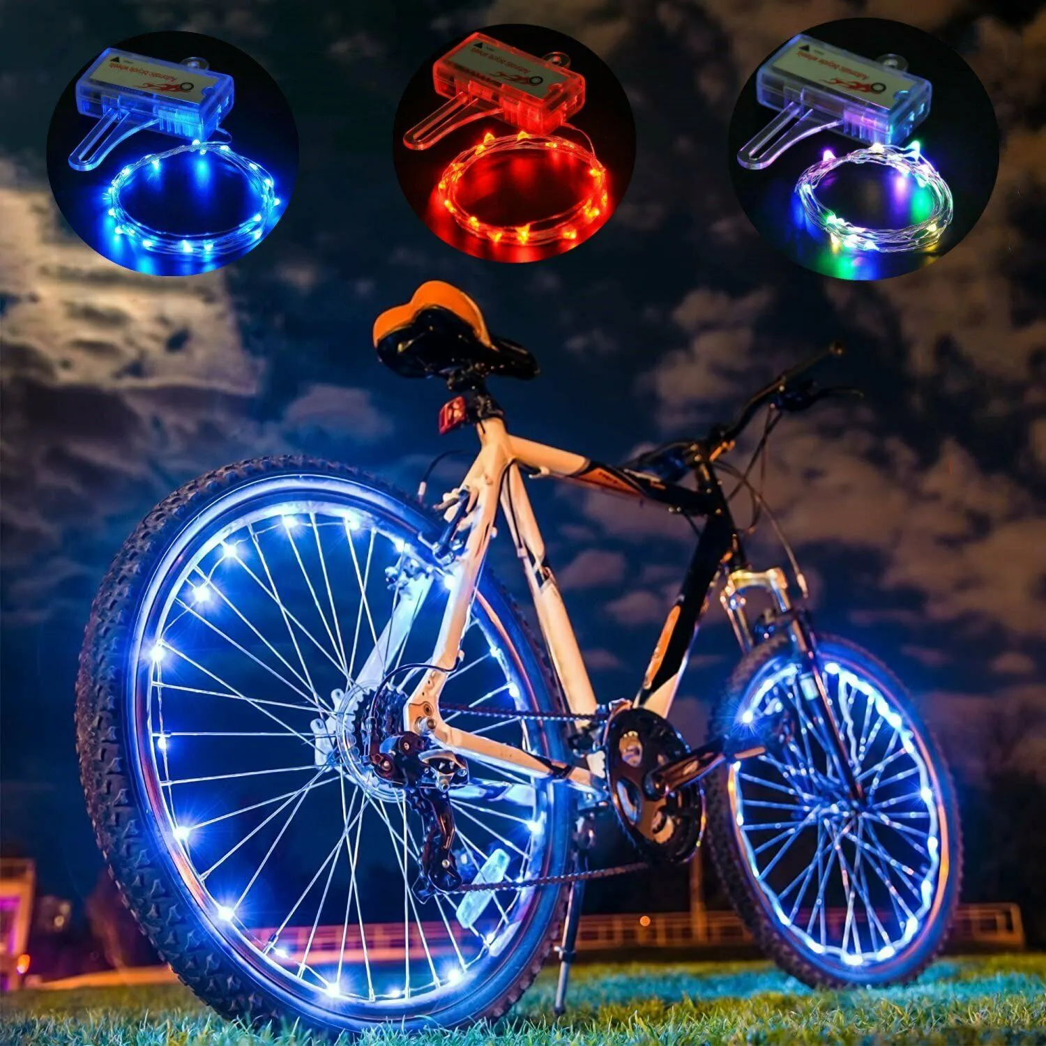 LED Bicycle Bike Cycling Rim String Lights Open & Close Wheel Spoke Waterproof