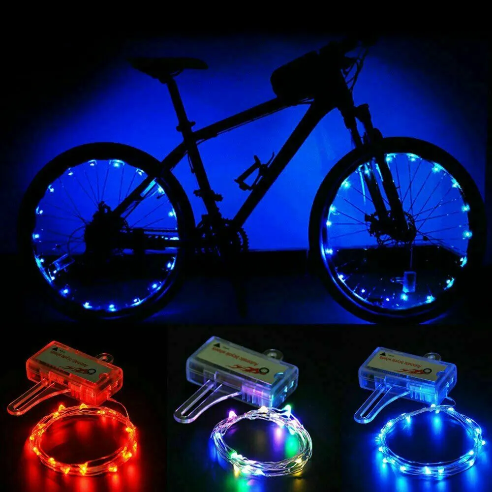 LED Bicycle Bike Cycling Rim String Lights Open & Close Wheel Spoke Waterproof