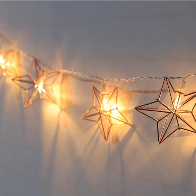 LED Wrought Iron Battery Operated Star String Lights