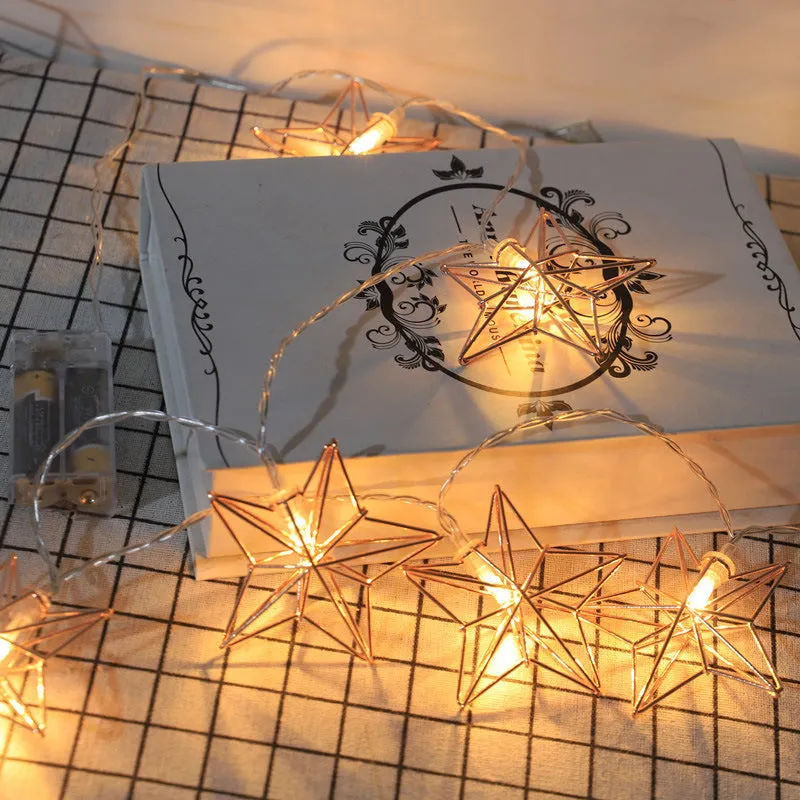 LED Wrought Iron Battery Operated Star String Lights