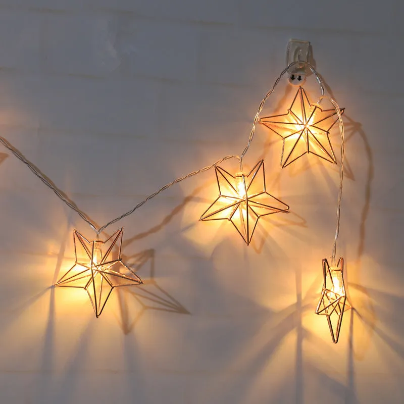 LED Wrought Iron Battery Operated Star String Lights