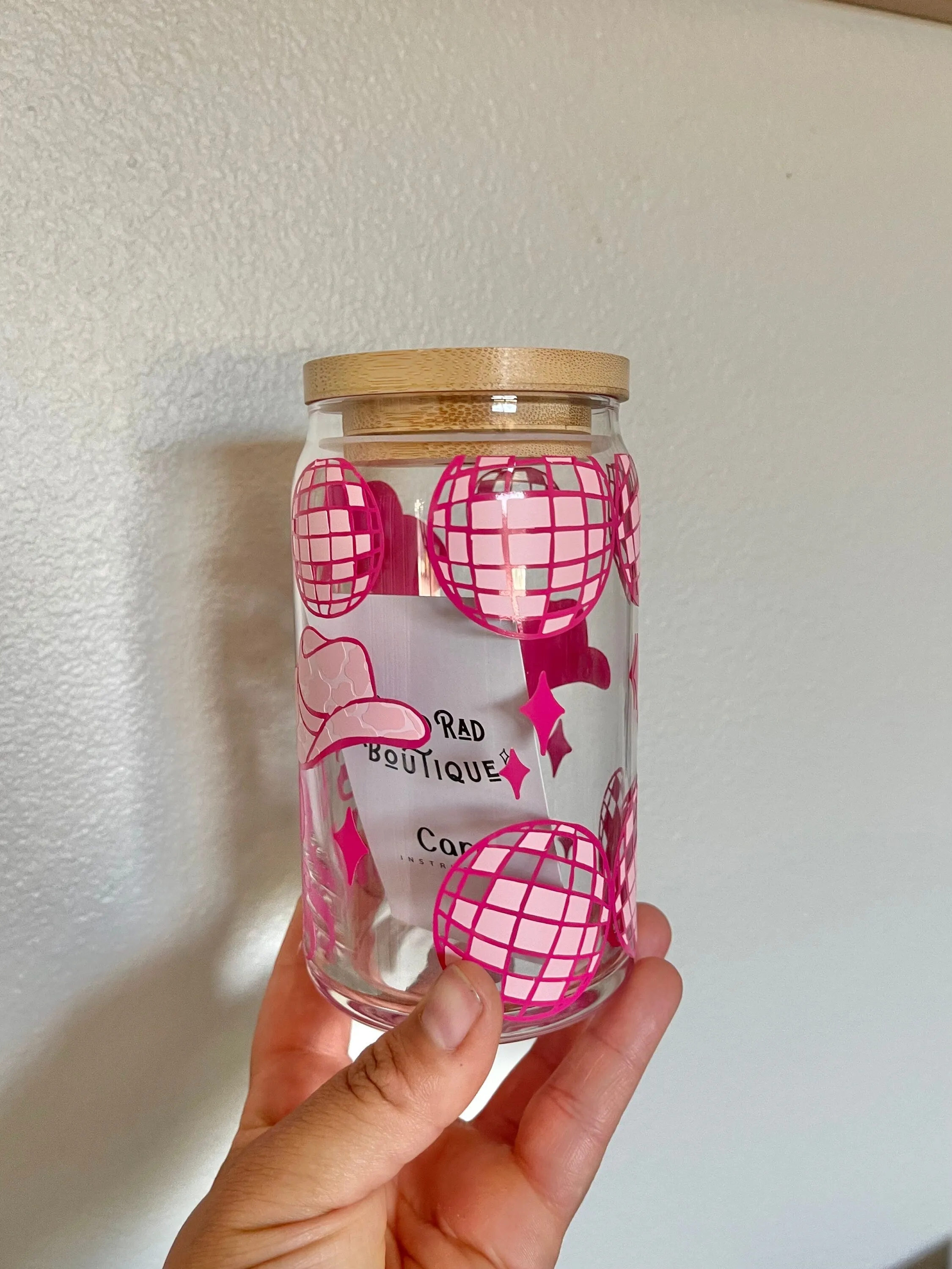 Let’s Go Girls! Iced Coffee Cup- Glass w/ bamboo lid   glass straw