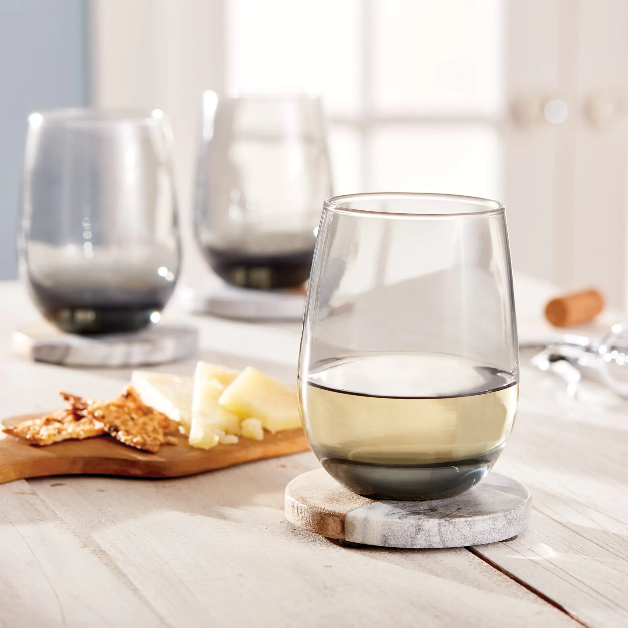 Libbey Classic Smoke All Purpose Stemless Wine Glasses, 15.25 ounce, Set of 6