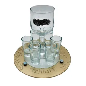 Lily Art - 50716- Kiddush Set Liquer Cups with Round Tray And Kiddush Cup 20x17 c"m