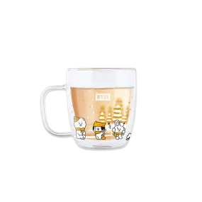 Line Friends x BTS BT21 Taiwan Family Mart Limited 400ml Double Glass Mug Cup