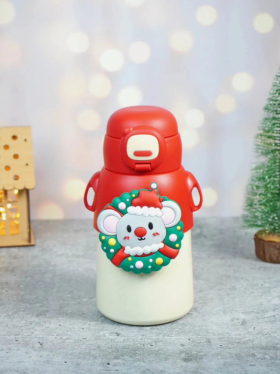 Little Surprise Box Festive Christmas Themed Stainless Steel Water Bottle For Toddlers & Kids