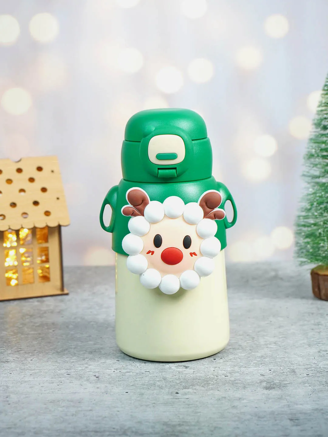 Little Surprise Box Festive Christmas Themed Stainless Steel Water Bottle For Toddlers & Kids