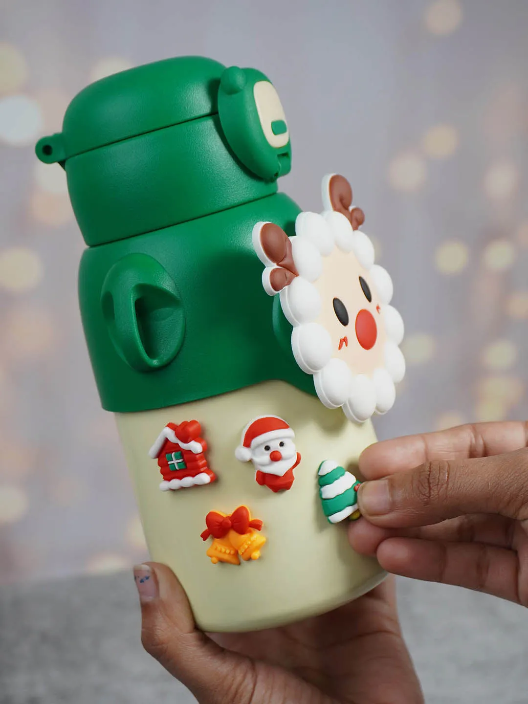 Little Surprise Box Festive Christmas Themed Stainless Steel Water Bottle For Toddlers & Kids