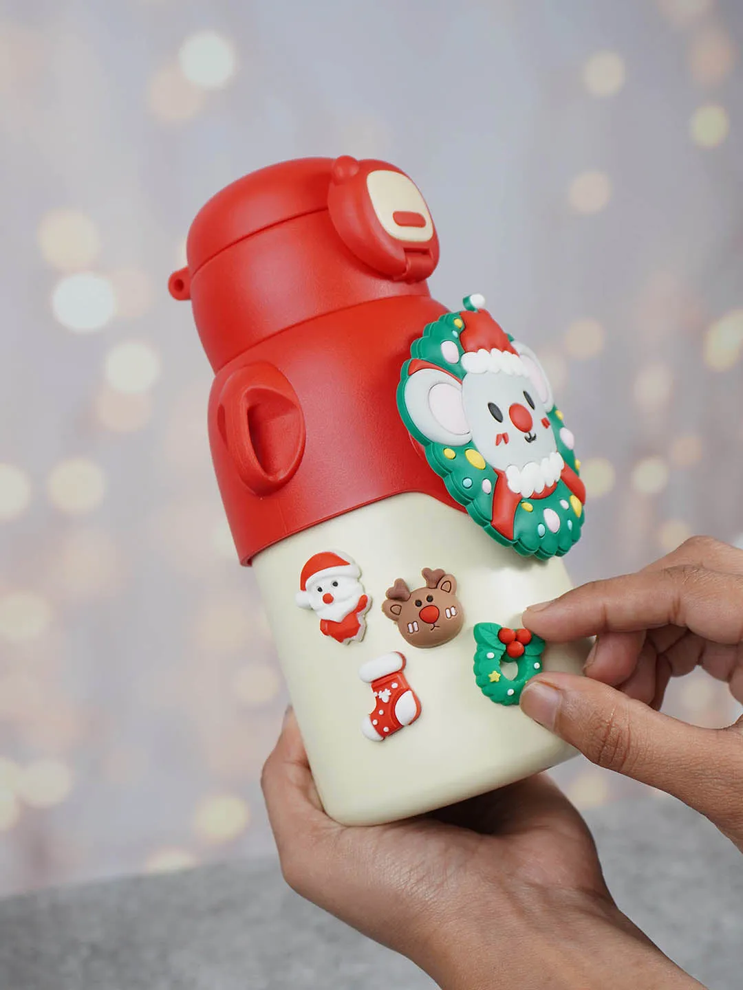 Little Surprise Box Festive Christmas Themed Stainless Steel Water Bottle For Toddlers & Kids