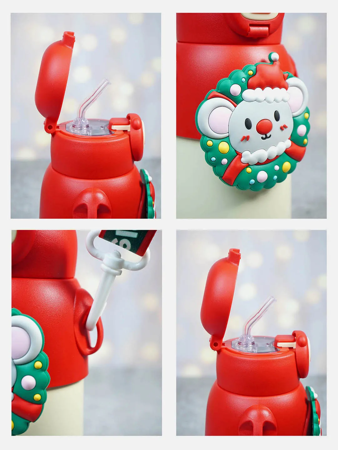 Little Surprise Box Festive Christmas Themed Stainless Steel Water Bottle For Toddlers & Kids