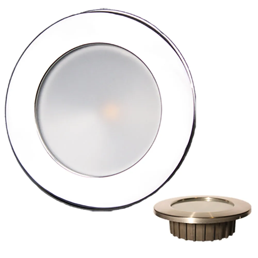 Lunasea Gen3 Warm White, RGBW Full Color 3.5* IP65 Recessed Light w/Polished Stainless Steel Bezel - 12VDC