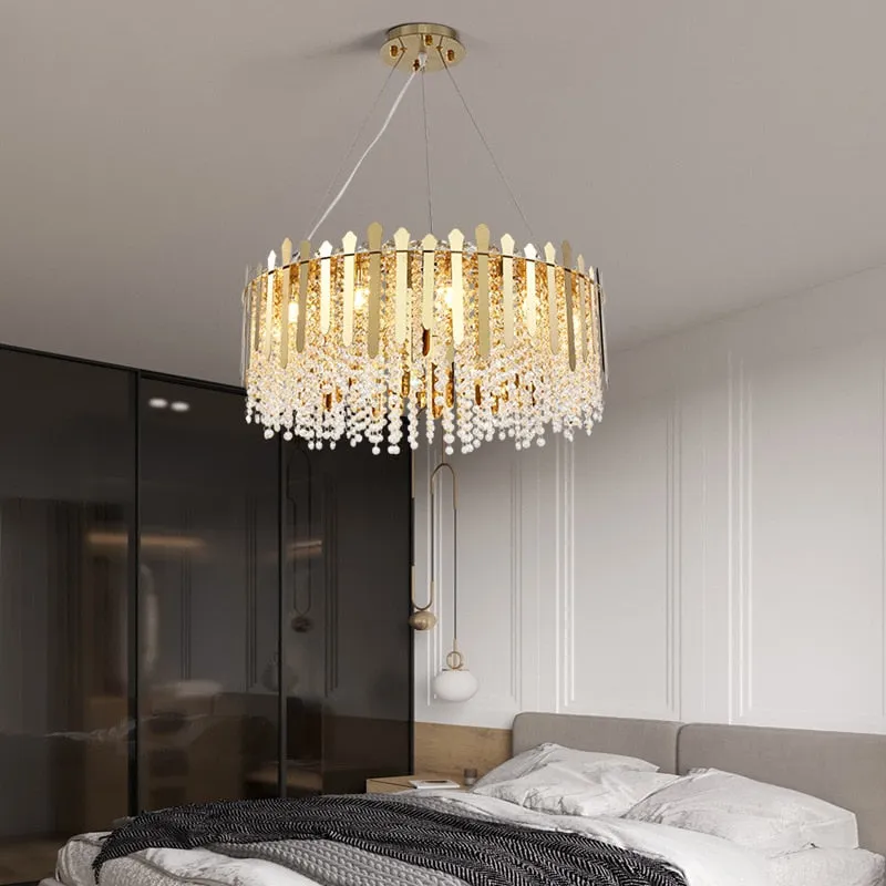 Luxury Dimmable LED Ceiling Chandeliers - Glass Gold Hanging Lamps with Remote Control for Home Decor & Dining Table Lustres