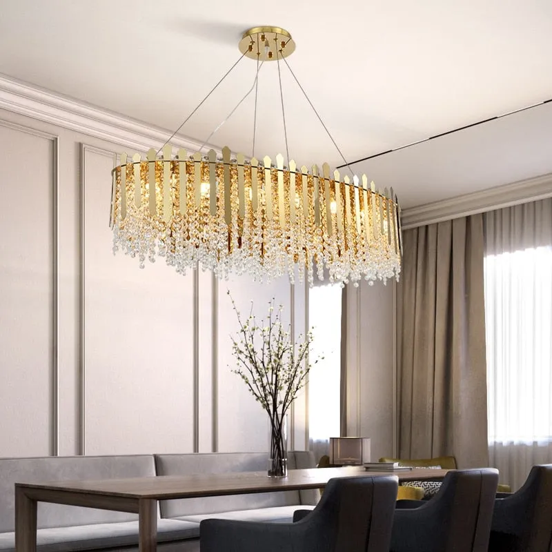 Luxury Dimmable LED Ceiling Chandeliers - Glass Gold Hanging Lamps with Remote Control for Home Decor & Dining Table Lustres