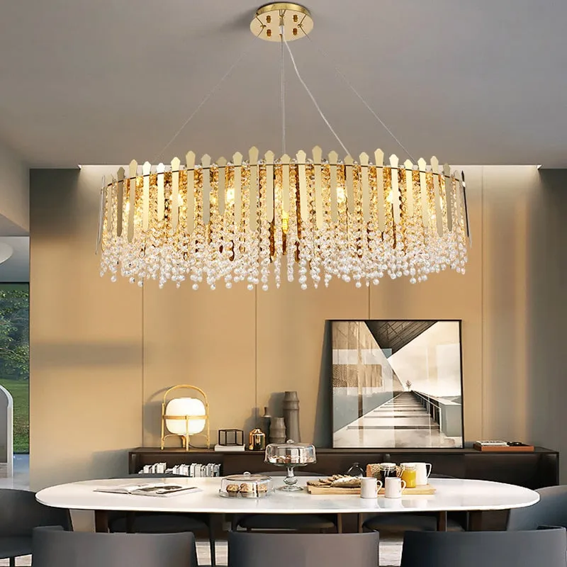 Luxury Dimmable LED Ceiling Chandeliers - Glass Gold Hanging Lamps with Remote Control for Home Decor & Dining Table Lustres