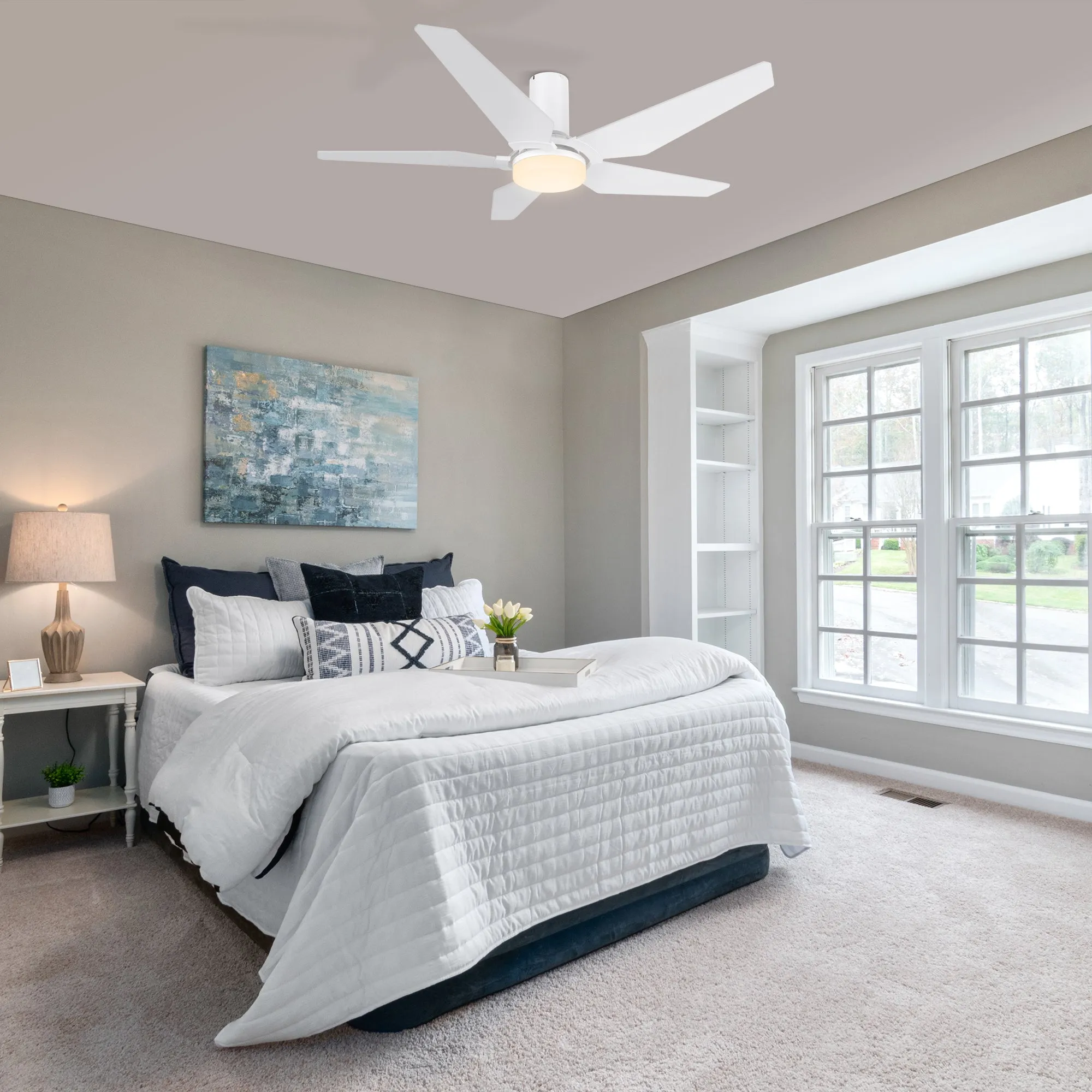 Maclean Low Profile Ceiling Fan with Light and Remote 48 inch