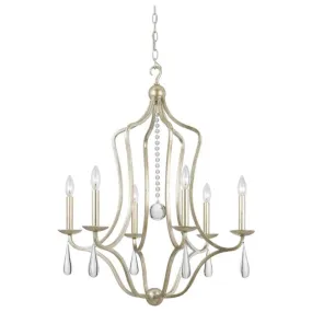 MANNING 6 LIGHT CHANDELIER, SILVER LEAF