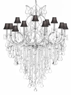 Maria Theresa Chandelier Empress Crystal (Tm) Lighting Chandeliers H50" X W37" With Black Shades Great For Large Foyer / Entryway - A83-B12/Silver/Sc/Blackshades/21510/15 1