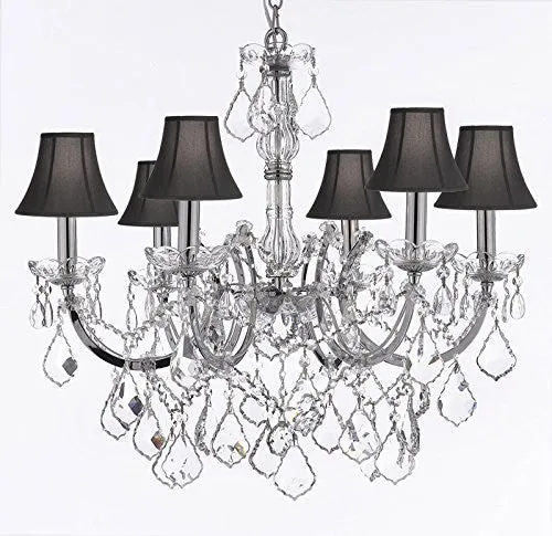 Maria Theresa Chandelier Lighting Empress Crystal (Tm) Chandeliers H20 "X W22" Chrome Finish With Black Shade - F83-Sc/Blackshade/Chrome/2528/6