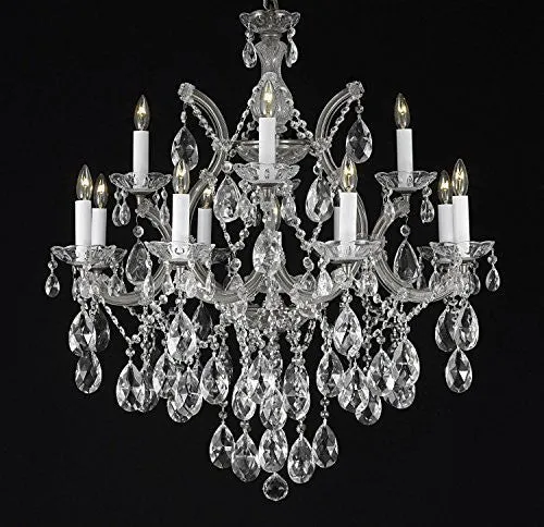 Maria Theresa Crystal Chandelier Lighting Chandeliers Dressed With Diamond Cut Crystal H 30" W 28" - A83-Silver/B77/21532/12 1