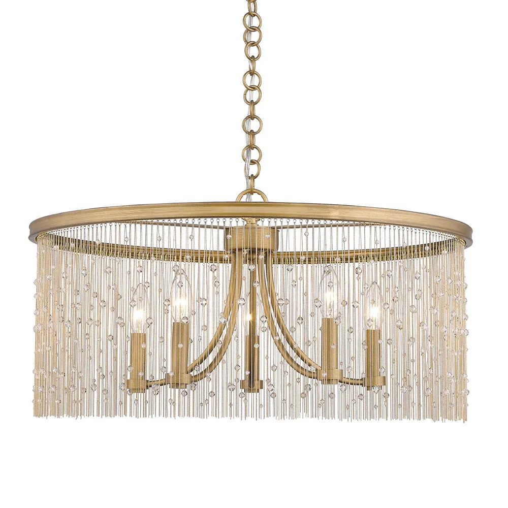 MARILYN 5 LIGHT CHANDELIER, PERUVIAN GOLD