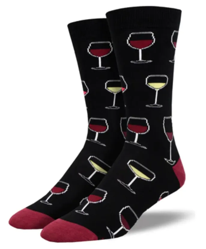 Men's Bamboo Sip Sip Hooray Crew Sock -Black