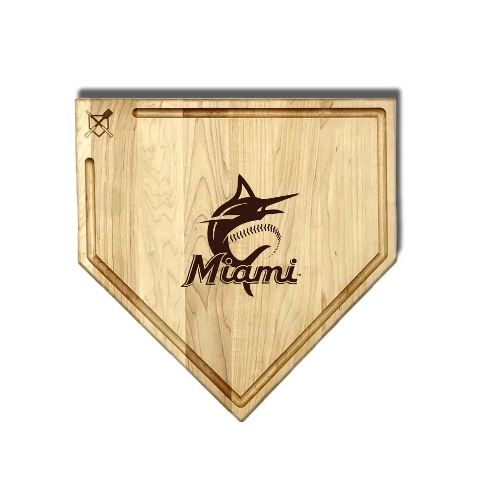 Miami Marlins Home Plate Cutting Boards | Multiple Sizes | Multiple Designs