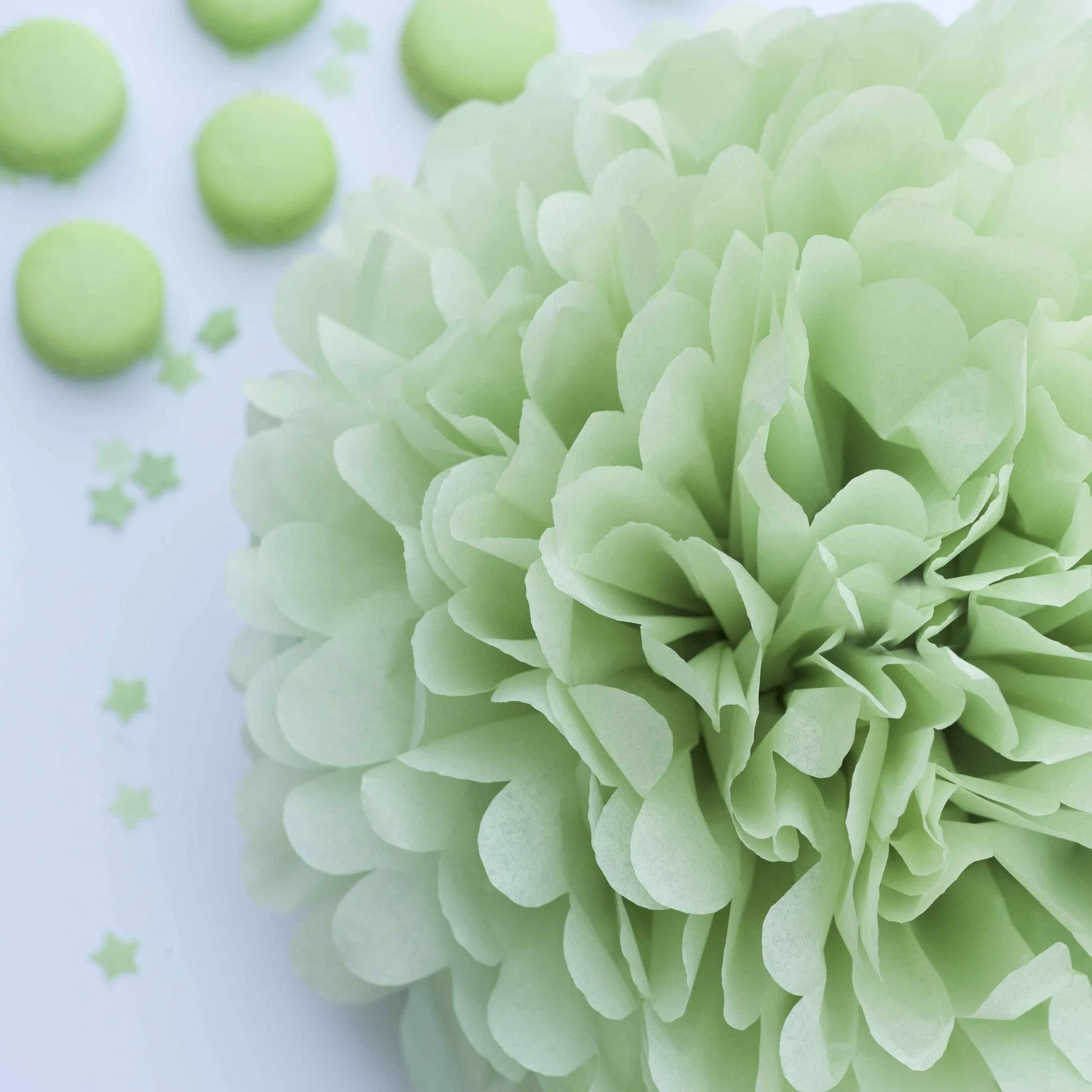 Mini 15cm Light green green tissue paper pom pom