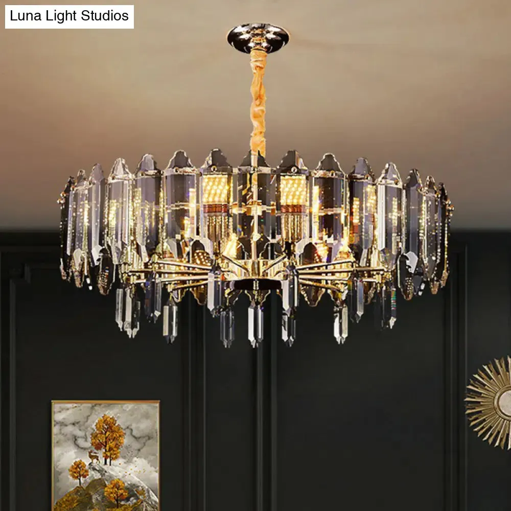 Minimalist Clear Crystal Ceiling Chandelier for Living Room - Elegant Round Suspension Lamp