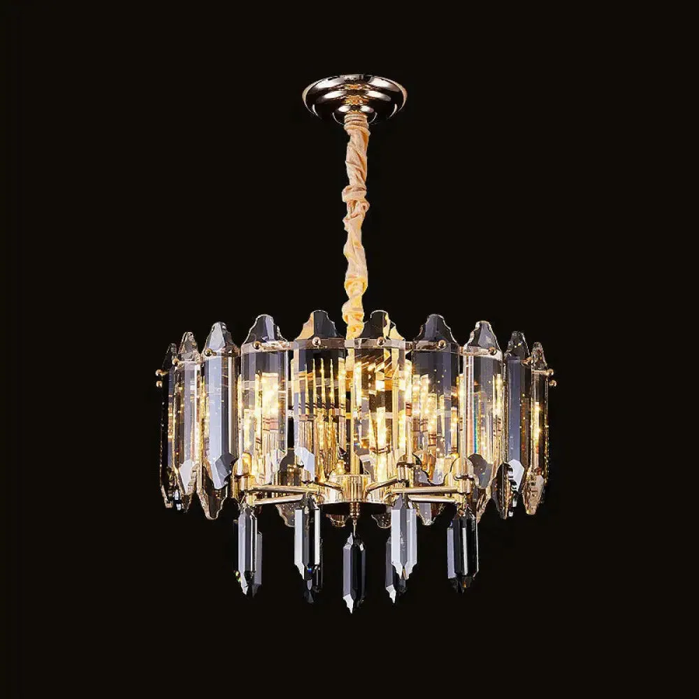 Minimalist Clear Crystal Ceiling Chandelier for Living Room - Elegant Round Suspension Lamp