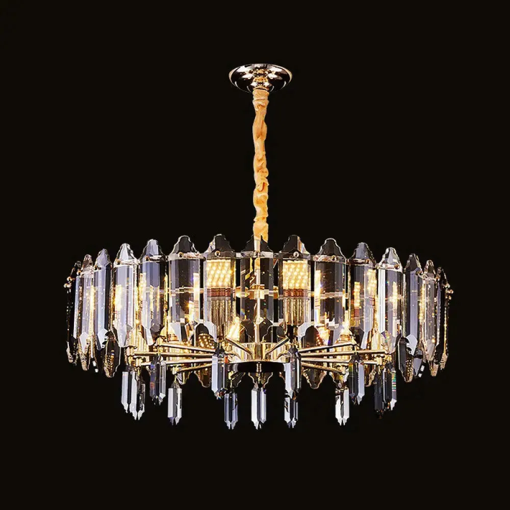 Minimalist Clear Crystal Ceiling Chandelier for Living Room - Elegant Round Suspension Lamp