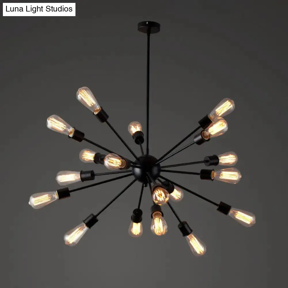 Modern Black Metal Burst Pendant Ceiling Light with Loft Style Design for Living Room