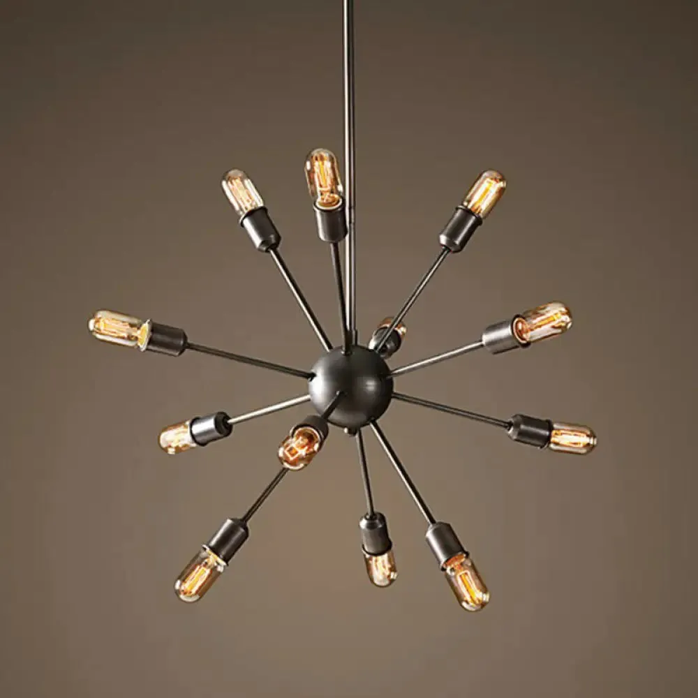 Modern Black Metal Burst Pendant Ceiling Light with Loft Style Design for Living Room