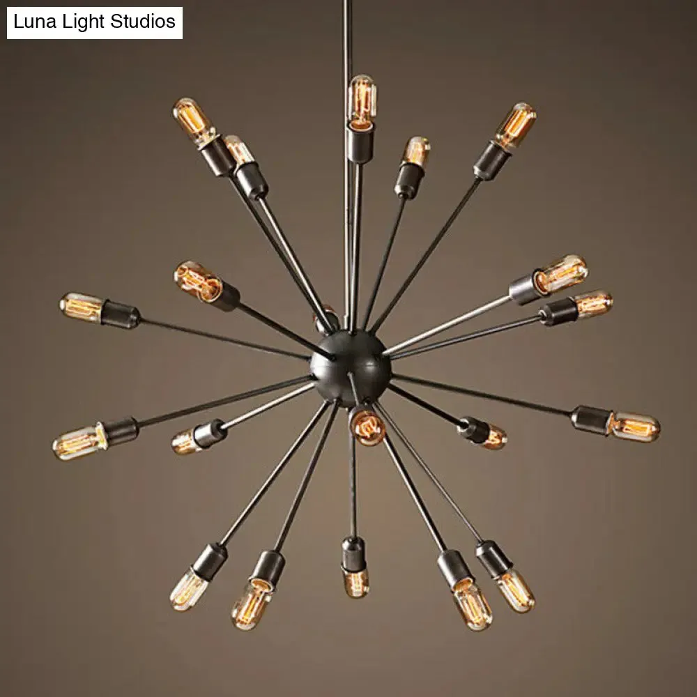 Modern Black Metal Burst Pendant Ceiling Light with Loft Style Design for Living Room