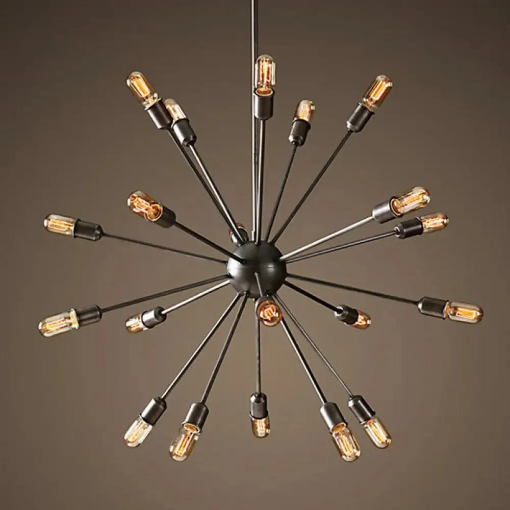 Modern Black Metal Burst Pendant Ceiling Light with Loft Style Design for Living Room