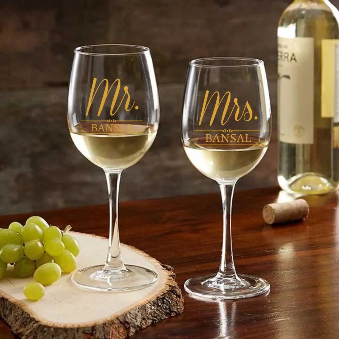 Mr and Mrs Wine Glass With Gift Box Set of 2