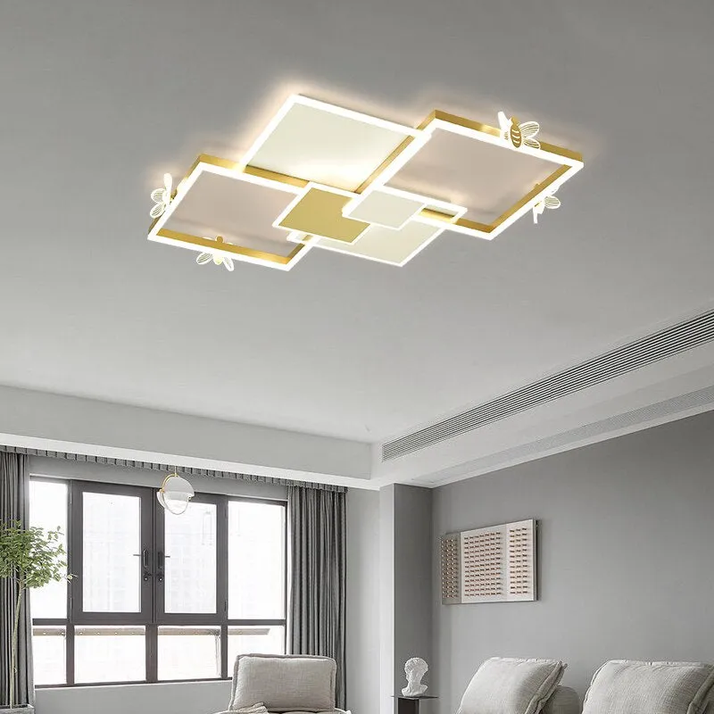 New Chandeliers Nordic Atmosphere Living Room Ceiling Decoration Lamp Modern Minimalist Square Bedroom Bee Lighting Light