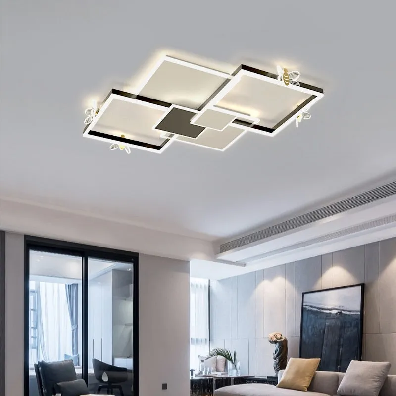 New Chandeliers Nordic Atmosphere Living Room Ceiling Decoration Lamp Modern Minimalist Square Bedroom Bee Lighting Light