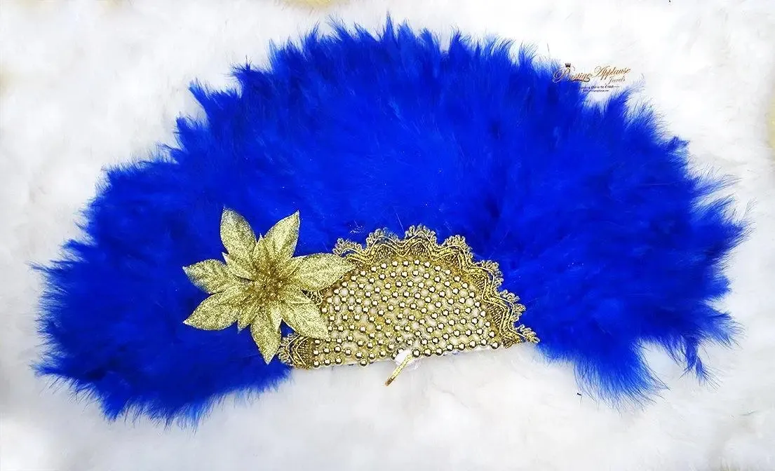 New Designs Royal Mixed Blue with Gold Hand fan wedding African Traditional Engagement Handfan