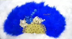 New Designs Royal Mixed Blue with Gold Hand fan wedding African Traditional Engagement Handfan